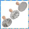 FTS 3Pcs Cookie Stamps Metal Cookie Press Mold With Wooden Handle For DIY Baking Cake Pastry Cutters Cookie Press For Baking