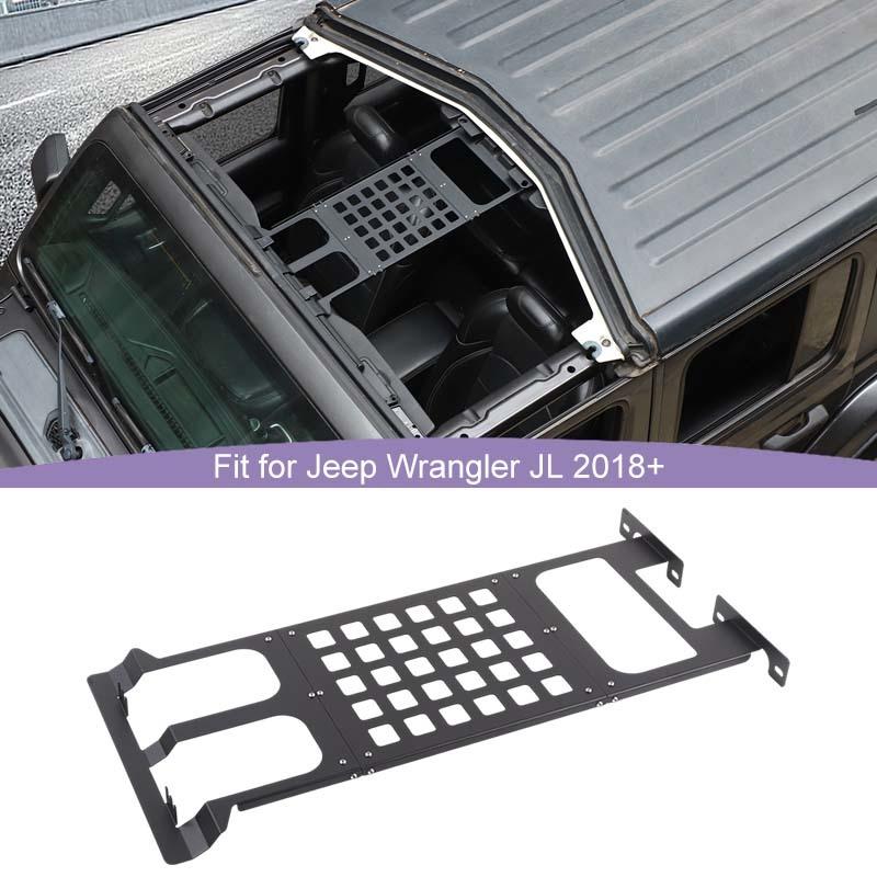 Top Front Roof Rack Shelf Luggage Storage Carrier Shelf For Jeep Wrangler JL For JT Gladiator 2018 Up Interior Accessories ( Iron)