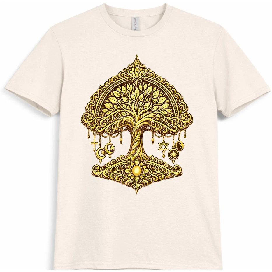 Tree Of Life T-Shirt Mandala Graphic Tee Spiritual Zen Boho Hippie Gift Top M