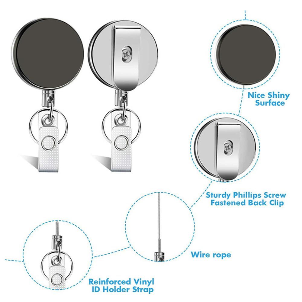 Retractable Metal Keychain Pull Badge Reel Id Lanyard Name Card Badge Holder Reels Recoil Chain Clips Outdoor Anti Lost Key Ring