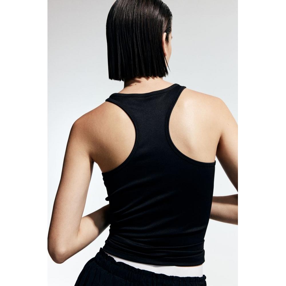 

Топ без рукавов в рубчик HM, черный