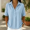 Chemise polo à manches courtes pour femme, couleur unie, texture gaufrée, respirante, t-shirt décontracté