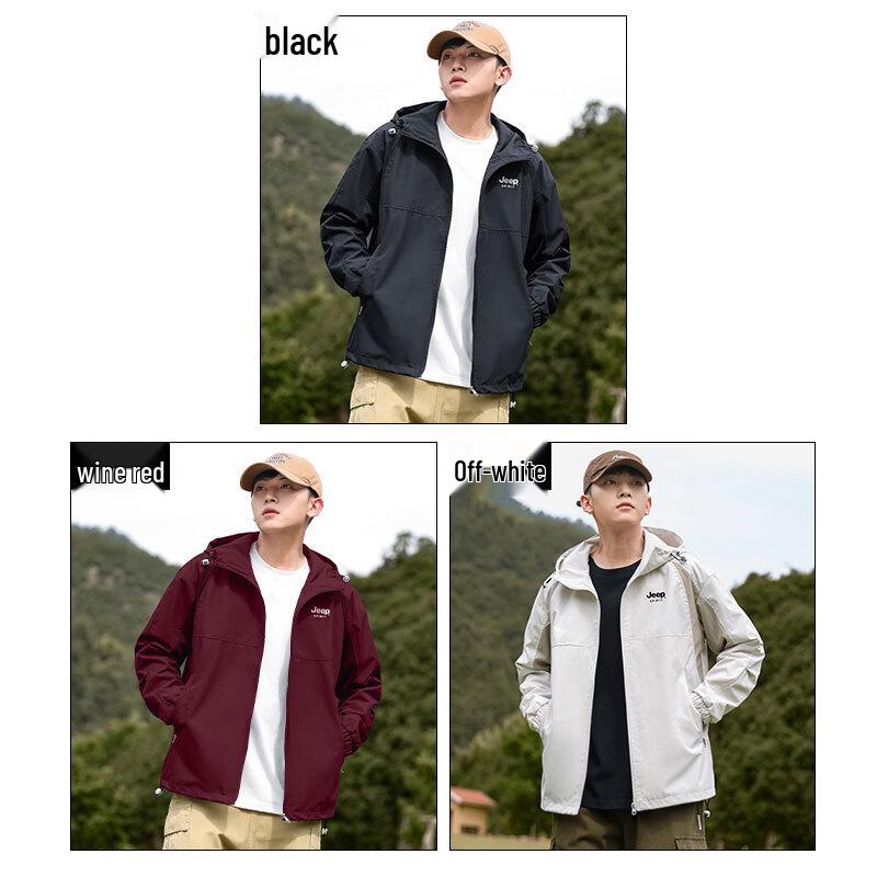 JEEP SPIRIT Men's Outdoor Hooded Windbreaker Jacket