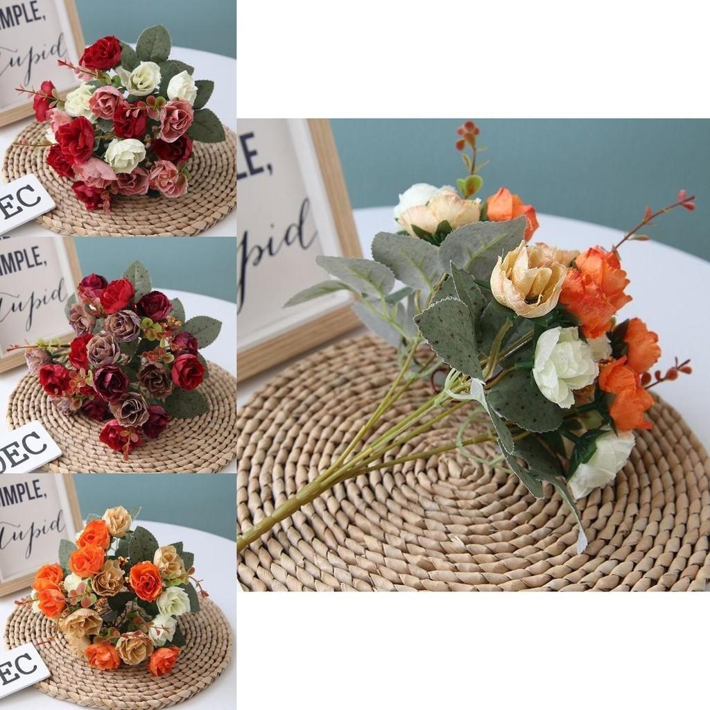 Stunning 21 Heads Artificial Silk Flowers Rose Bunch Bouquet For Elegant Home Decor