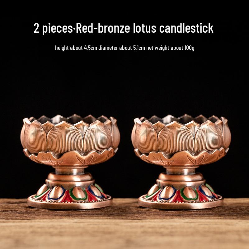 Lotus Metal Candle Holder for Buddha Altar or Home Offering