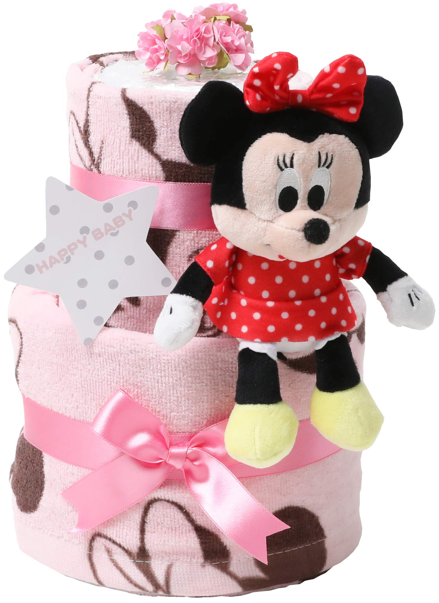 

Diaper Cake Laboratory Disney Diaper Cake, Baby Gift, Height Chart Bath Towel, Minnie Mouse Plush Toy, Pink, Girl, Pampers Tape Type, Medium