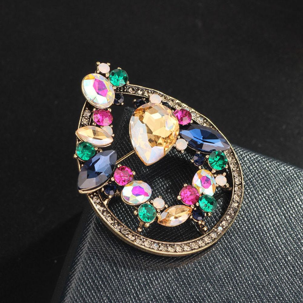 SKEDS Women Girls Luxury High-end Flower Crystal Brooches Pin Elegant Lady Classic Exquisite Rhinestone Shiny Decoration Badges