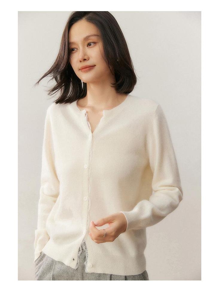 Autumn Cashmere Korean Women's Lace Knit Cardigan Sweater