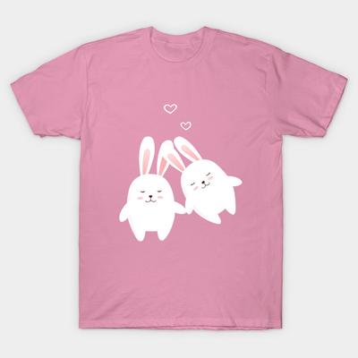 T Shirt Women Bunnies In Love Harajuku Print Kawaii Tshirt Summer Short Sleeve Female T-Shirt Top Tee