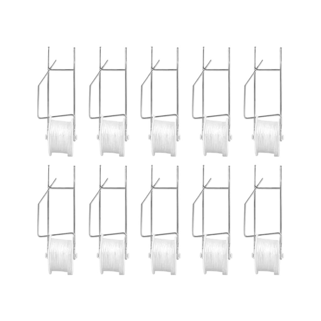 Greenhouse Trellis Roller Hook with Twine Support for Vertical Plant Growth and Grid Line Management 6 Pack for Indoor Outdoor Use