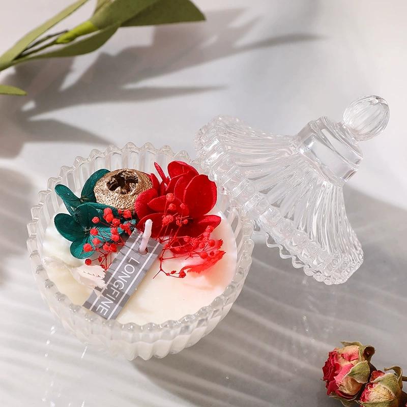 1Pc Dried Flower Aromatherapy Candle - Romantic Valentine's Day Gift, Soy Wax Essential Oil Fragrance Souvenir
