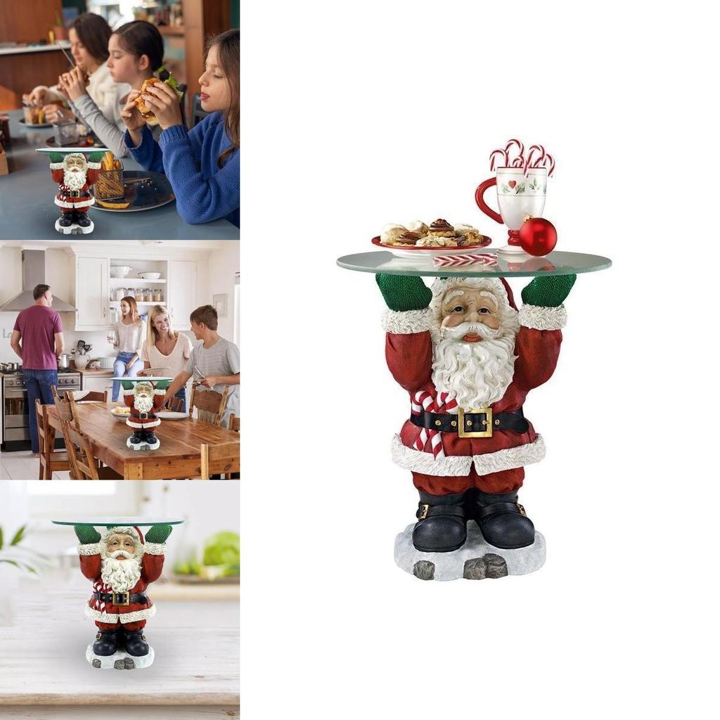 Whimsical Santa Claus Waiter Tray Resin Art Piece Ideal For Christmas Home Decor