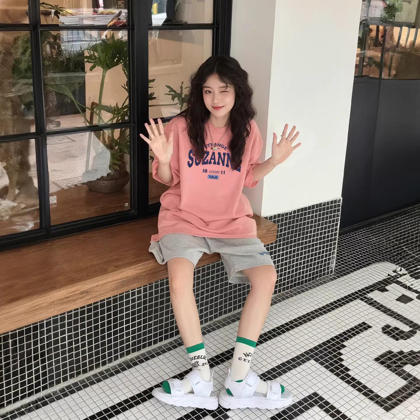 

2026 New Korean Style Plus-Size Cotton Half-Sleeve Women s Unique Loose T-Shirt M