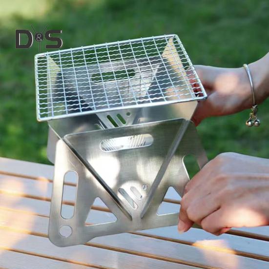Portable Charcoal Grill Stainless Steel BBQ Stove for Outdoor Camping Picnic Hiking Folding Air Ventilation Design Grill Lightweight Barbecue Grill