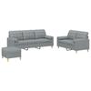 3 Piece Sofa Set with Cushions Light Grey Fabric