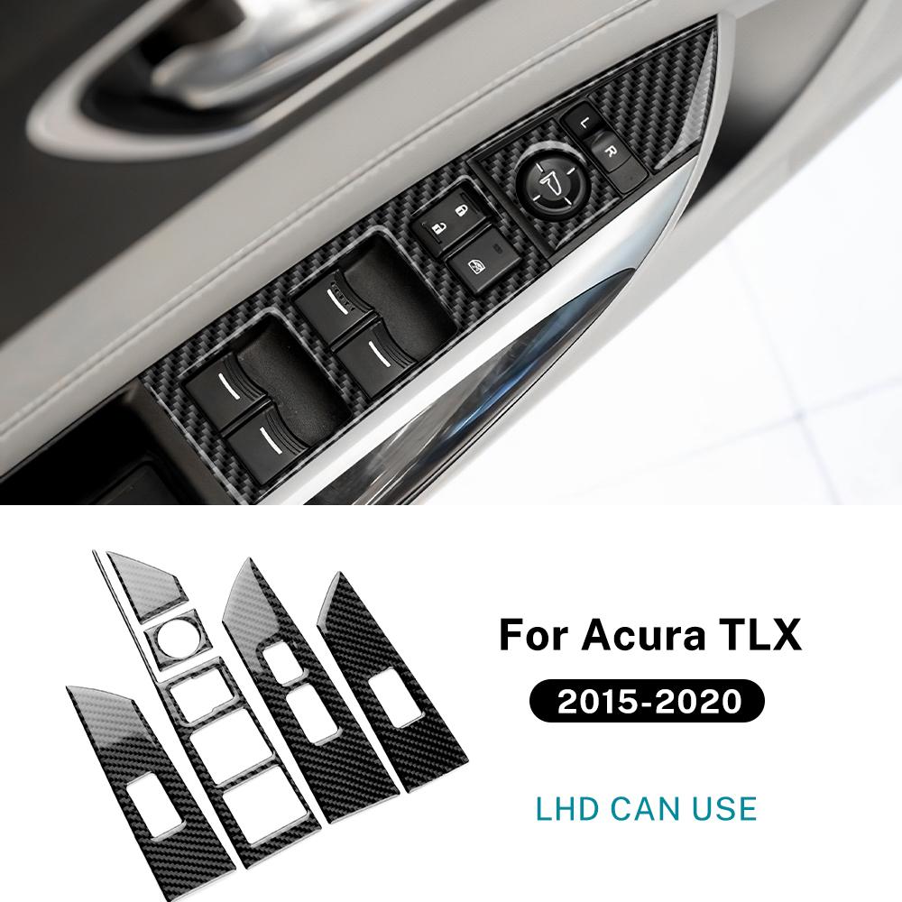 Echter Weicher Karbonfaser-Aufkleber für Acura TLX 2015 2016 2017 2018 2019 2020 LHD Auto-Fensterheber-Knopfleiste Innenraumzubehör