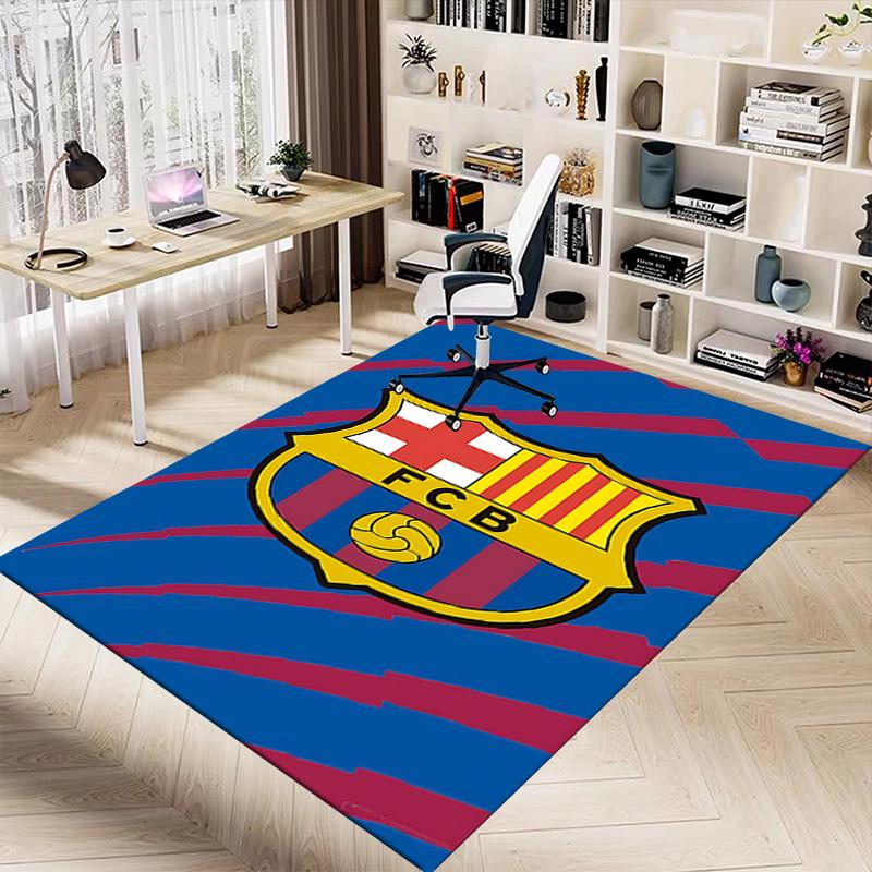 1 יחידה שטיח רצפה נגד החלקה בגודל XL של FC Barcelona, למשרד, למשפחה, לחדר שינה, לסטודיו, שטיח שטח גדול, שטיחים פנימיים
