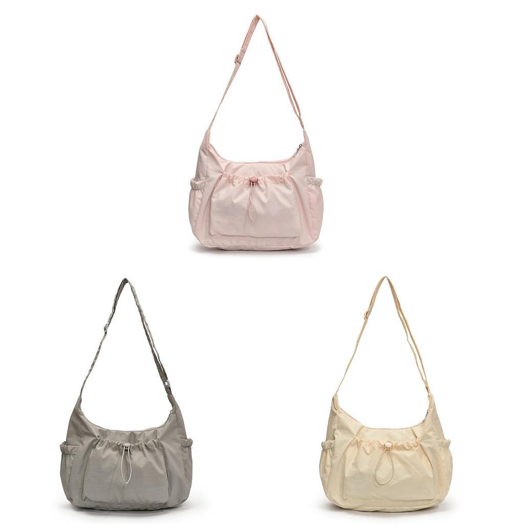 Nylon Sling Bag For Women With Drawstring Closure And Mobile Pocket For Casual Travel