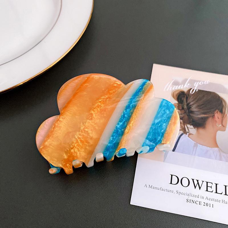 

Stylish Korean Stripe Gradient Cloud Acetate Hair Clip For Children In Yellow Green BlueYellow