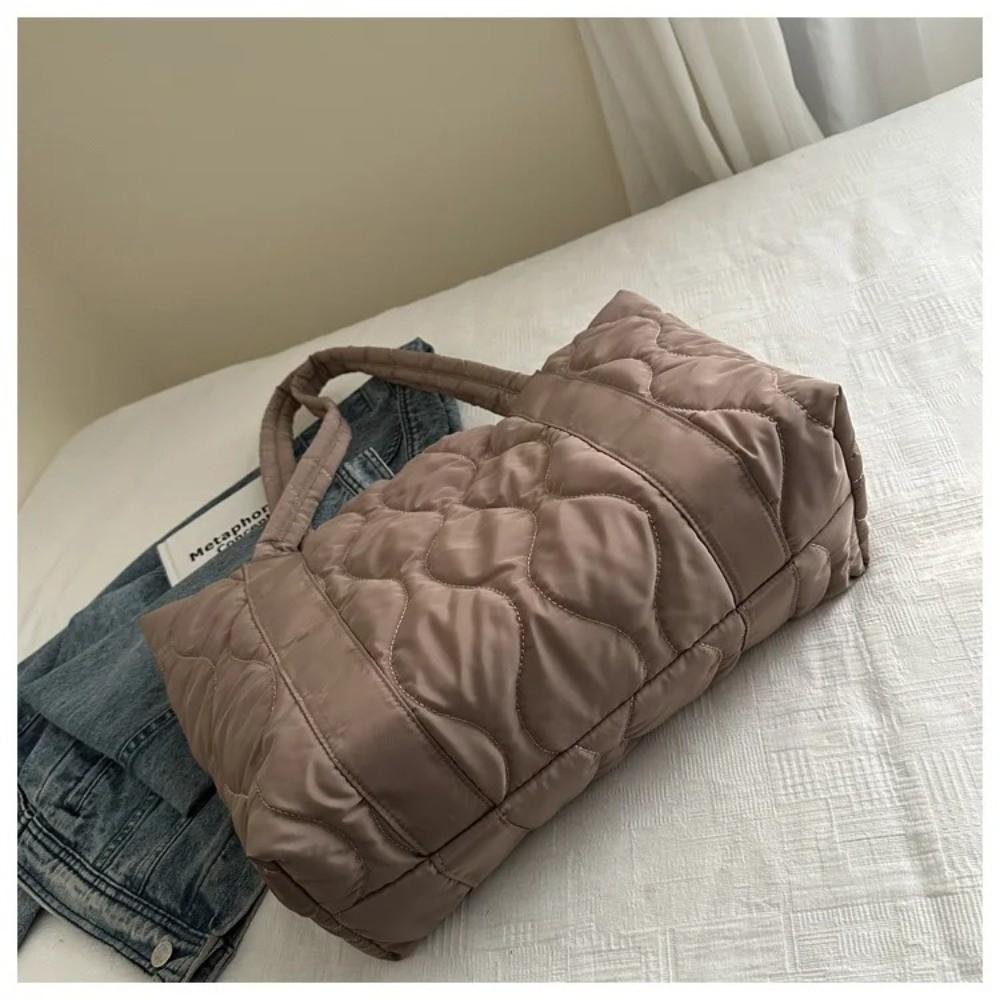 Casual Solid Color Shoulder Bags Quilted Large Capacity Tote Bag Handbags Women