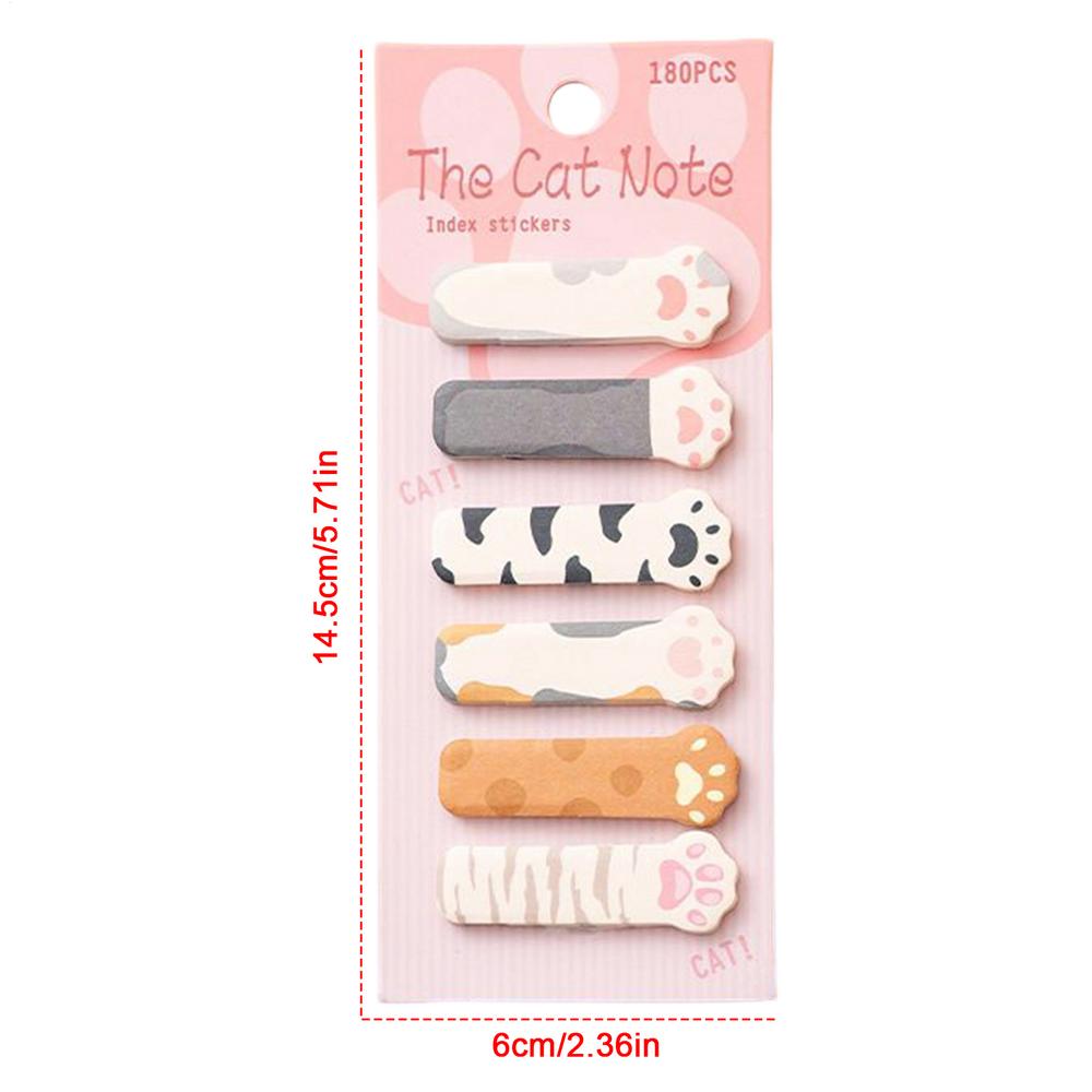 180 Sheets/Pack Cute Cat Index Tabs Self Adhesive Page Markers Waterproof Sticky Notes Classify Files Flags Posted  Stickers