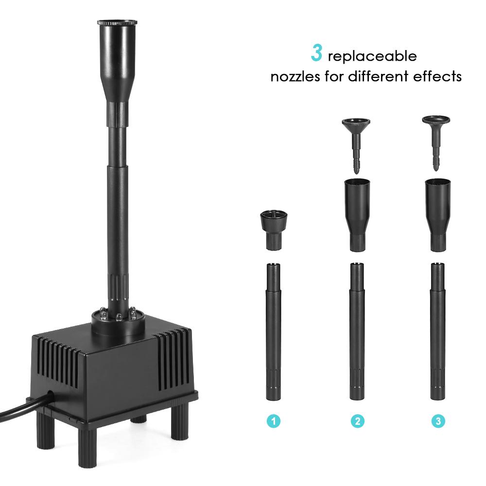 Bomba de água submersível de 10 W com luz LED para aquário tanque de peixes lagoa jardim fonte de banho de pássaros