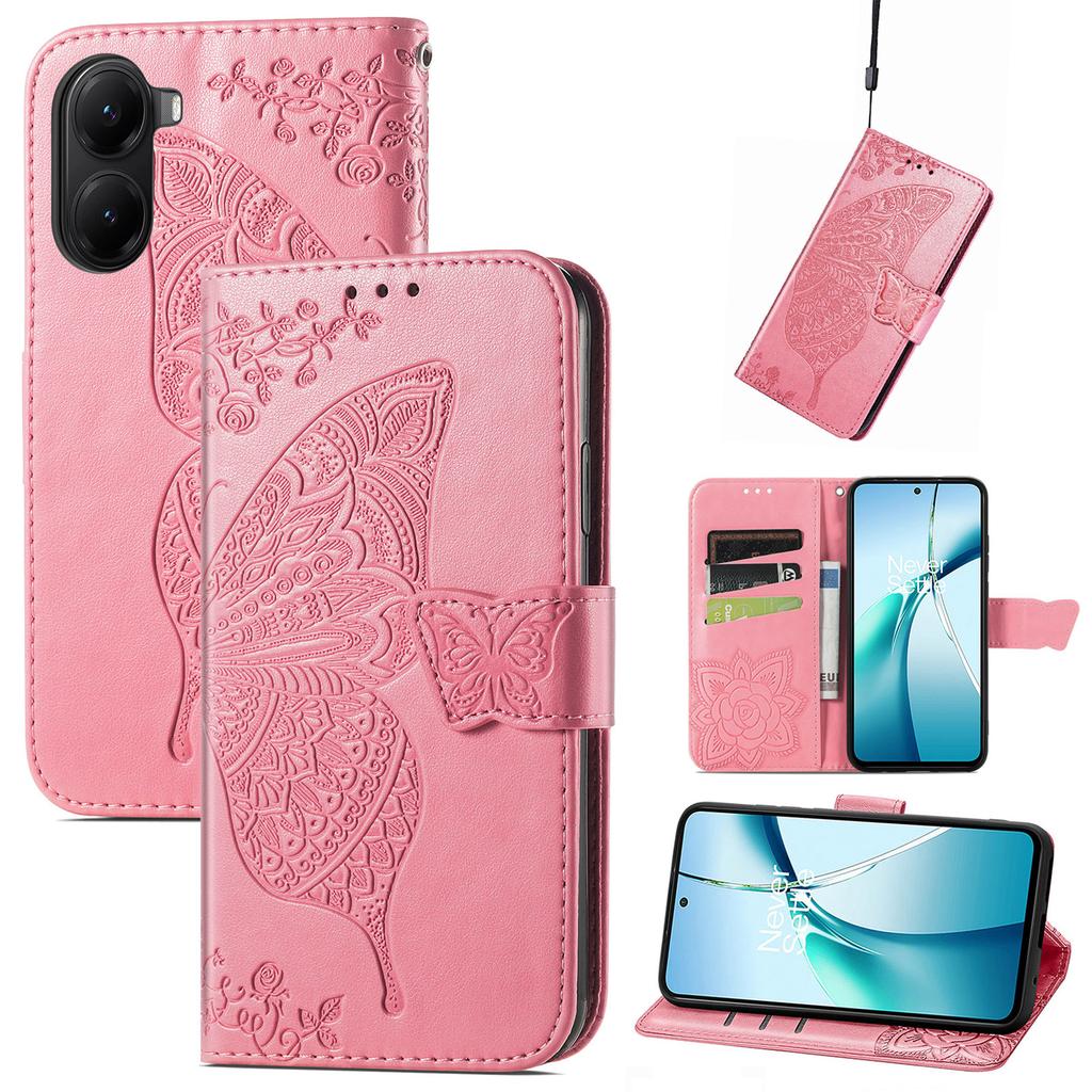 For Xiaomi Redmi Turbo 4 5G/Xiaomi Poco X7 Pro 5G Case with Strap Butterfly Pattern PU Leather Wallet Phone Cover