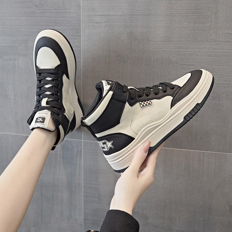 Board shoes 2026 spring new trend sports shoes casual high top versatile thick soled sponge cake shoes for women