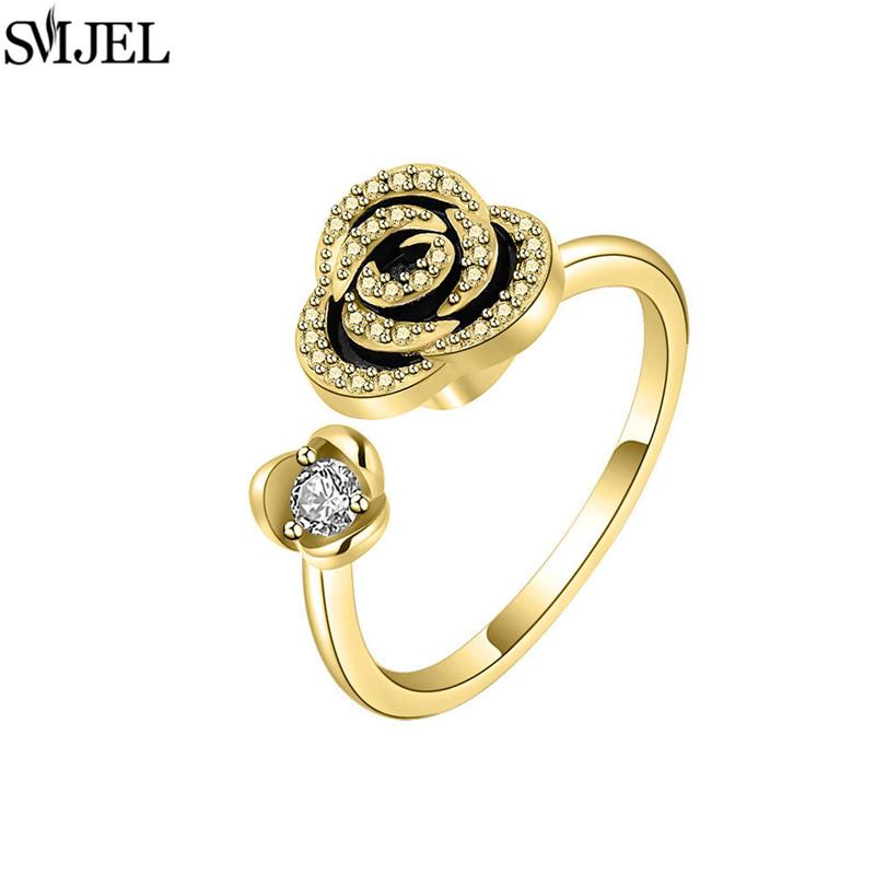 Etnisk Mote Tusenfryd Blomst Angstring Justerbar Dame Jenter Bekymring Stresslindring Smykker Spinnende Fidget-ringer Festgaver