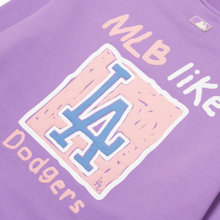 New MLB Los Angeles Dodgers Sweatshirt Unisex Light Purple 3AMTL0414-07LDS