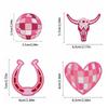 10PCS/lots Pink Western Cowboy Embroidered DIY Iron On Patches For Hats Jackets Jeans Sew Badges Pink Cartoon Embroidery Patch