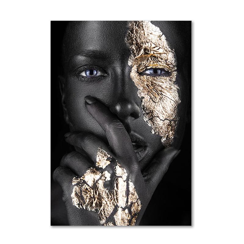 Schwarz und Gold afrikanische Kunst Poster drucken Frau Leinwand Malerei Wand Kunst Cuadros skandinavische Dekoration Home Bild Wohnzimmer