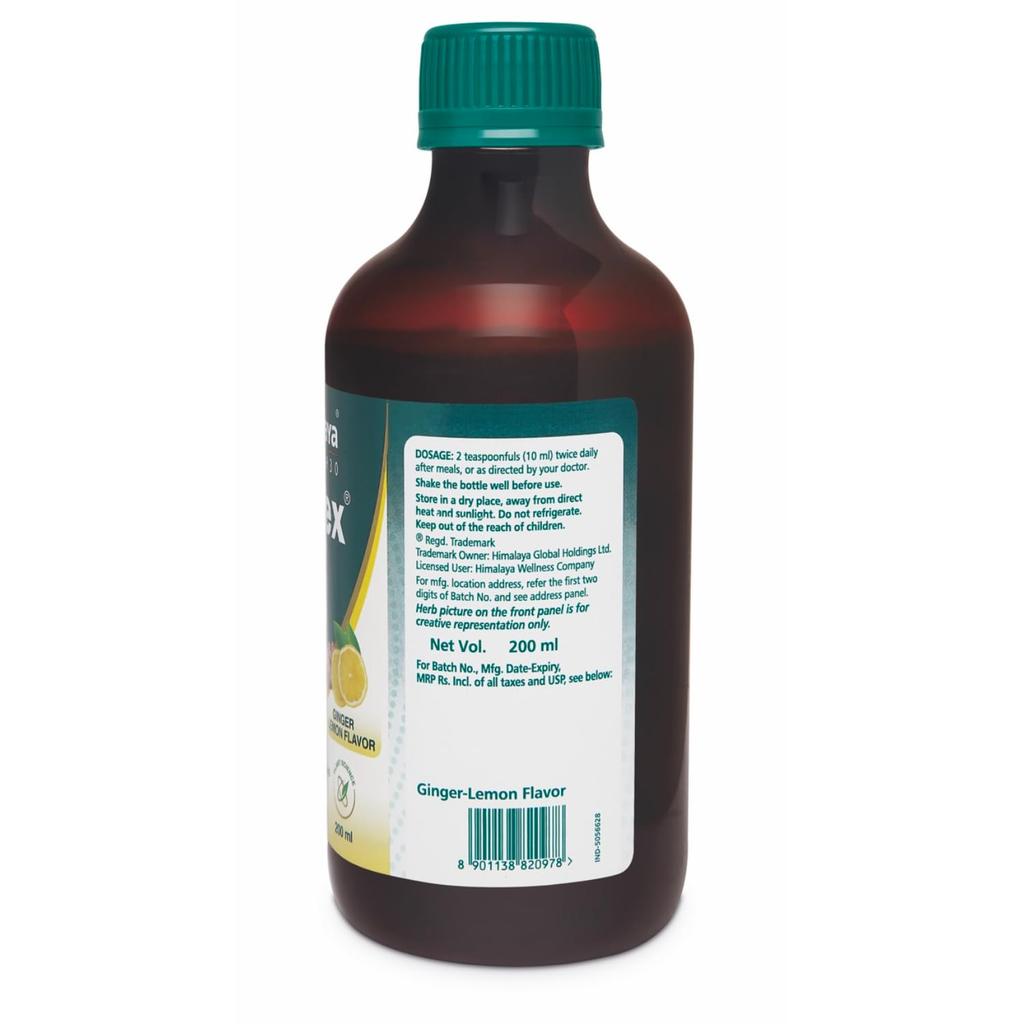 Himalaya Gasex Sirup 200ml Ingwer Zitrone, Natürliche Verdauungshilfe bei Verdauungsbeschwerden und Blähungen
