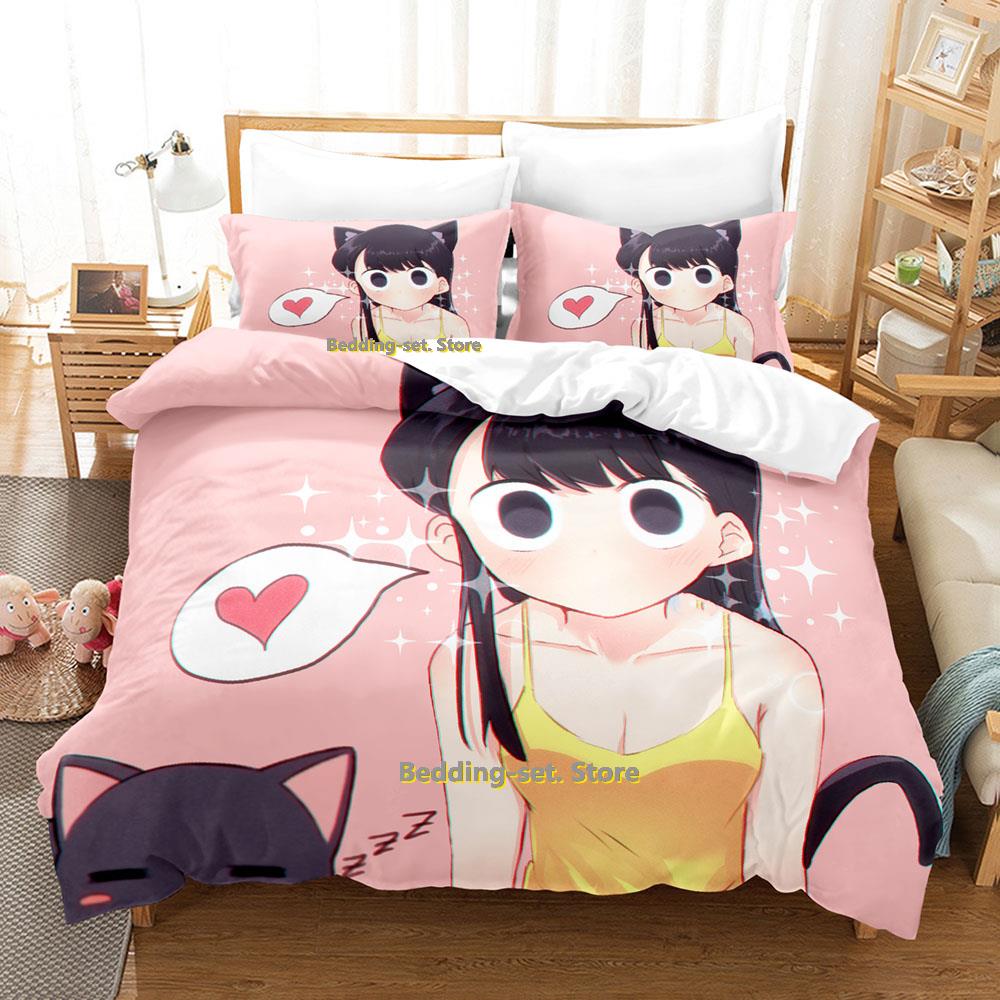 New Komi Can't Comunicate Beding Set Carton Anime thre-piece set Adult People Kid Bedrom durable Quality Duvetcover Sets 3D Kawai Young Girls bed