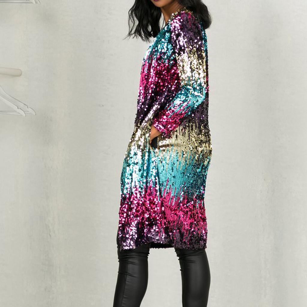 Women's Cover Up Long Sleeve Sequins Metallic Open Front Cardigan Coat Jacket Women's Cover Up Long Sleeve Sequins Metallic Open Front Cardigan Coat Jacket