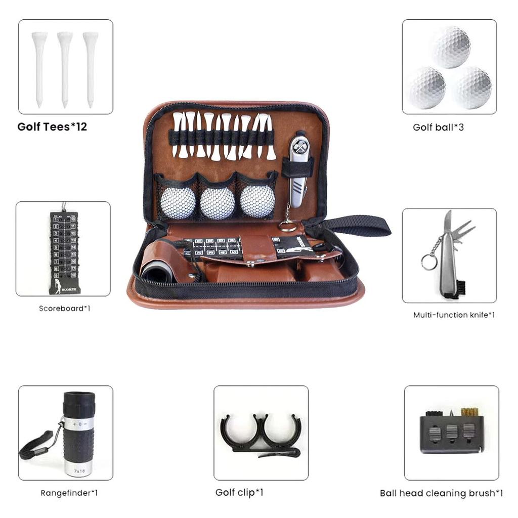 Golf Rangefinder & Complete Accessories Set in Case Includes Golf Balls, Tees, Divot Tool, Brush, and Scorecard Holder