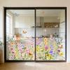 Naklejki Okienne Wiosna Lato Polne Kwiaty Motyl Kwiatowe Naklejki Okienne Samoprzylepne Naklejki PVC do Domu Imprezy Witryny Sklepowej Drzwi Szklane Dekoracja
