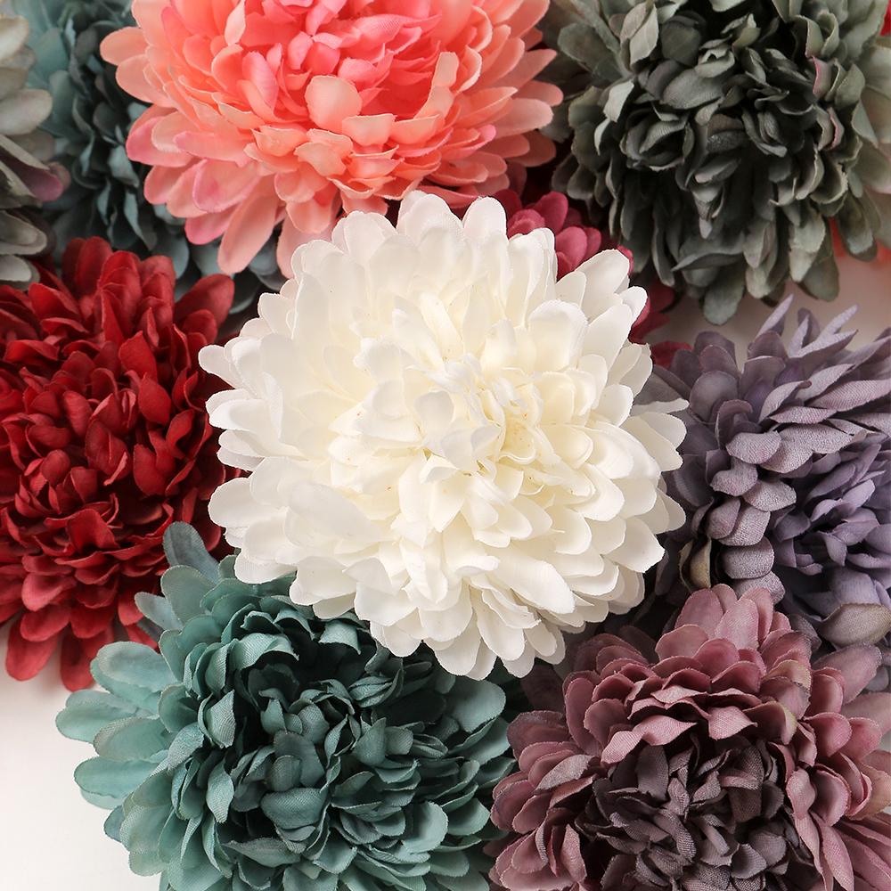 5Pcs Silk Artificial Flowers 7cm Dahlias 10 Colors Garland Accessories Home Decor Wedding Decoration Wall Hanging Garden DIY