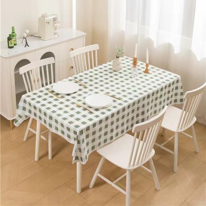 Simple And Advanced Sense Waterproof, Oil-Proof, Leave-In And Dirt-Resistant Home Picnic Student Modern Grid Peva Tablecloth