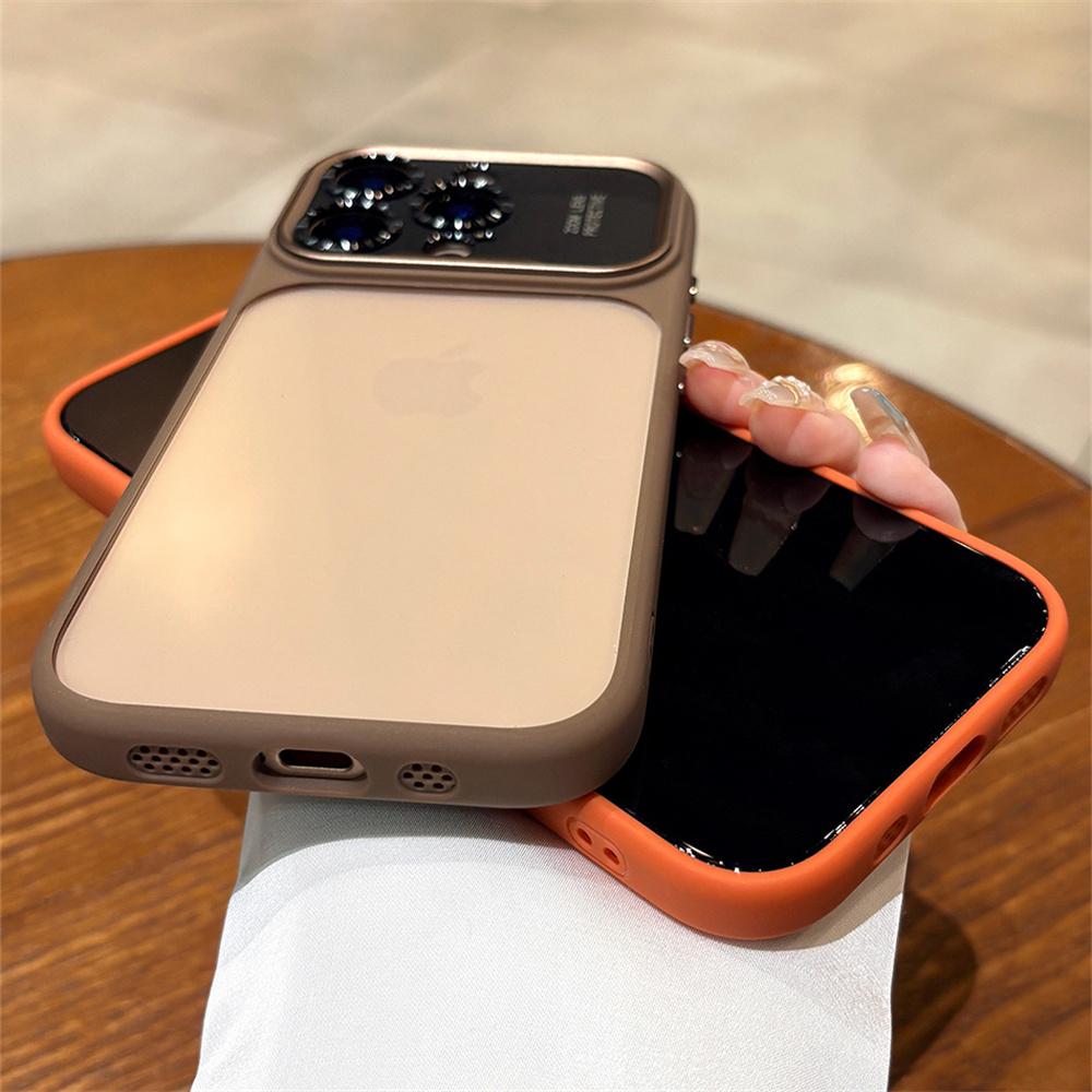 Luxury Frosted Frame Armor Transparent Phone Case For iPhone 17 16 15 14 Pro Max Matte Metal Lens Protection Acrylic Back Cover