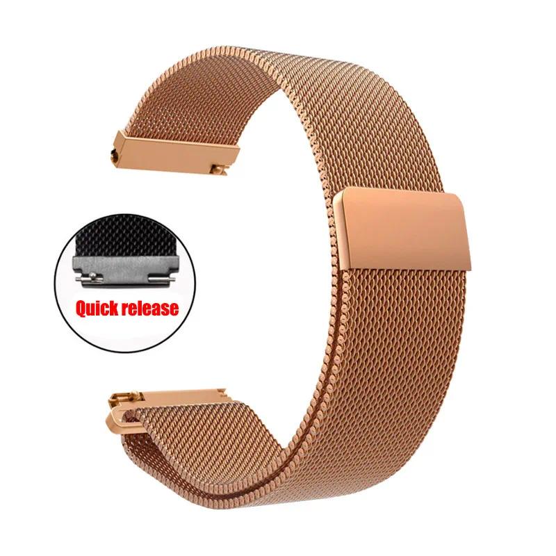 Fivela Magnética Pulseira Milanese de Aço Inoxidável para Samsung Watch4 Huawei GTR2 16mm 18mm 20mm 22mm Acessório de Relógio Casual Fashion