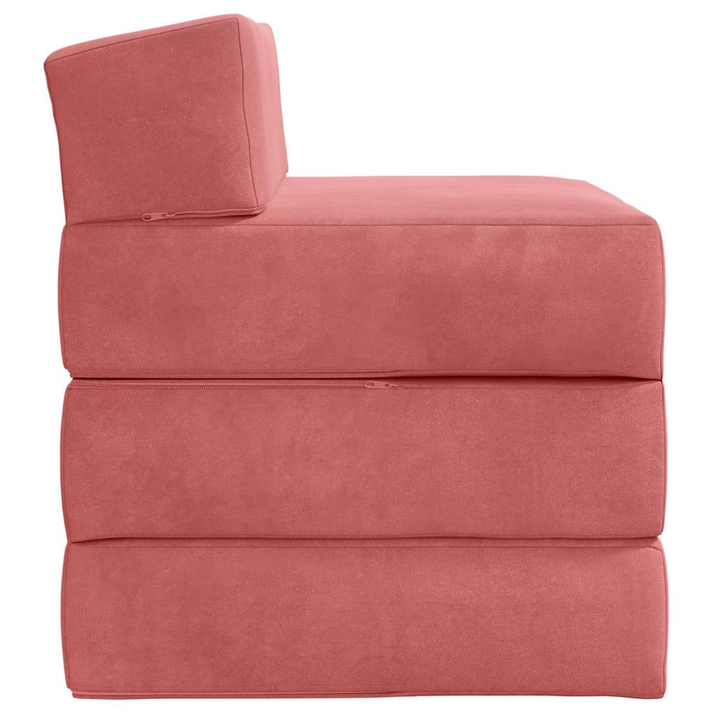 Folding Sofa Bed Pink 200 x 70 x 15 cm Velvet