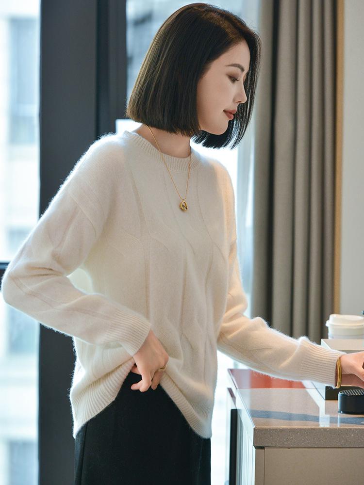 Dámský kašmírový svetr Qinghe kašmír 30% kašmír 70% vlna podzimní a zimní kašmírový svetr měkký a teplý