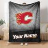 Name Custom Calgary Flames Logo Print Flannel Blanket High Quality Warm Comfortable Cover for All Seasons Perfect for Gifts Home Decor