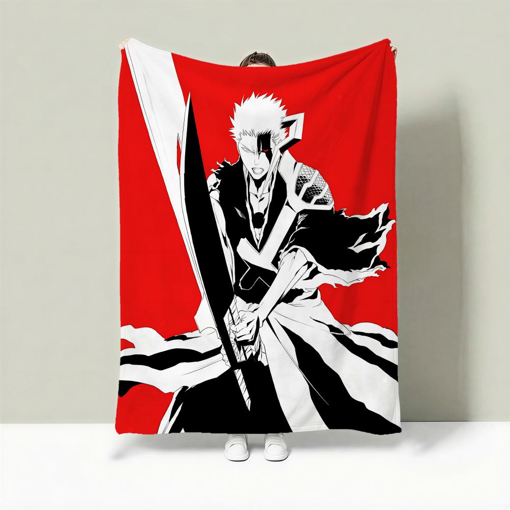 Anime B-Bleach Throw Lightweight 240g Flannel Blanket Soft Skin-friendly for Summer Cooling 75cmx90cm
