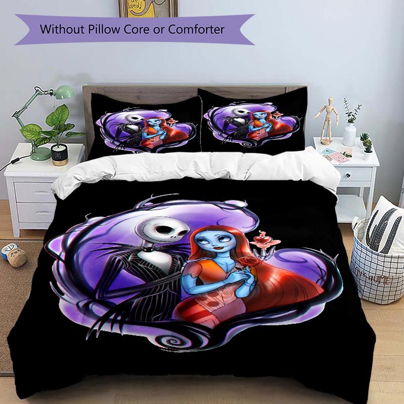 3Pcs Nightmare Before Christmas Bedding Set Quilt Cover Pillowcase Home Christmas Xmas Halloween Gift 1 Duvet Cover 2 Pillowcase M924527