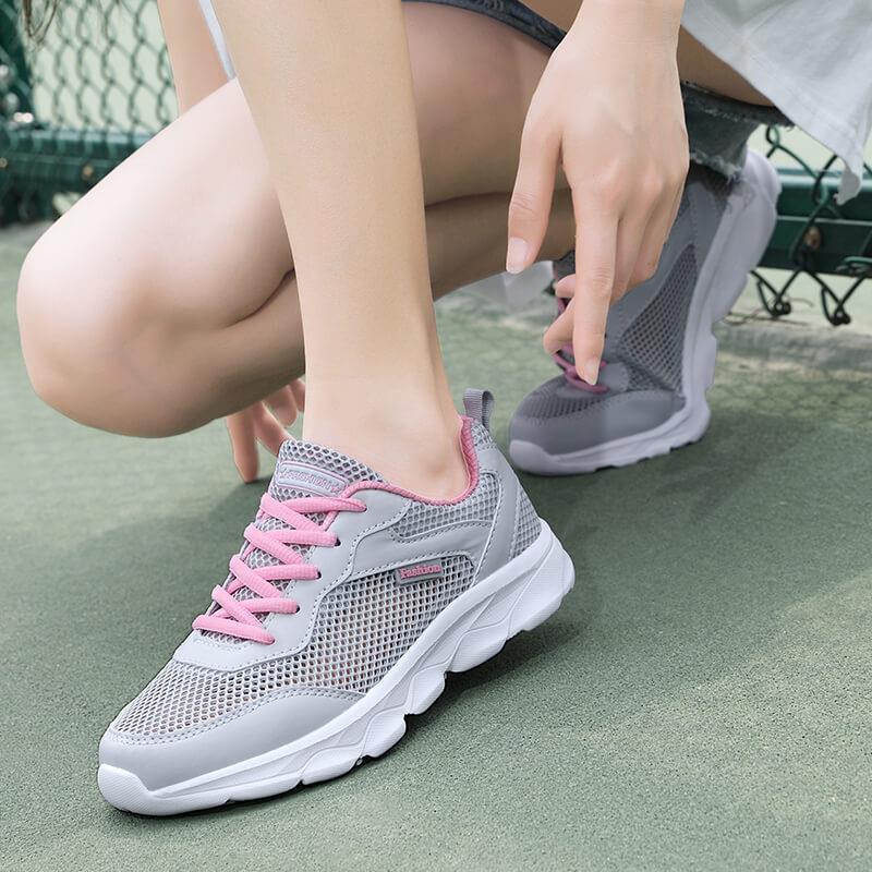 Summer hollow breathable mesh casual sports shoes women's pure white all black non-slip soft-soled shoes