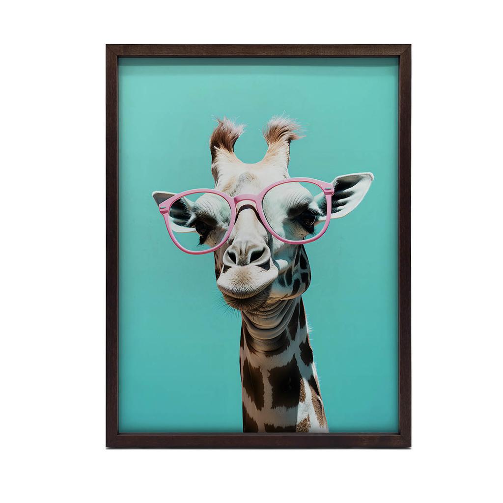 Giraffe mit rosa Brille Giraffe mit rosa Brille, 30x40 cm, ohne Rahmen, Premium-Leinwand auf Keilrahmen