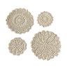 Milkcat Natural Color Set of 4 Hand-Knitted Cotton Lace Coasters, Round, Retro Afternoon Tea Display