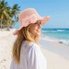 Flower Weave Bucket Hat Solid Color UV Protection Cap Casual Beach Sun Hat  Summer